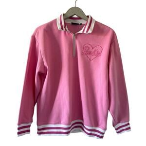 Barbie Pink Quarter Zip Pullover Sweatshirt